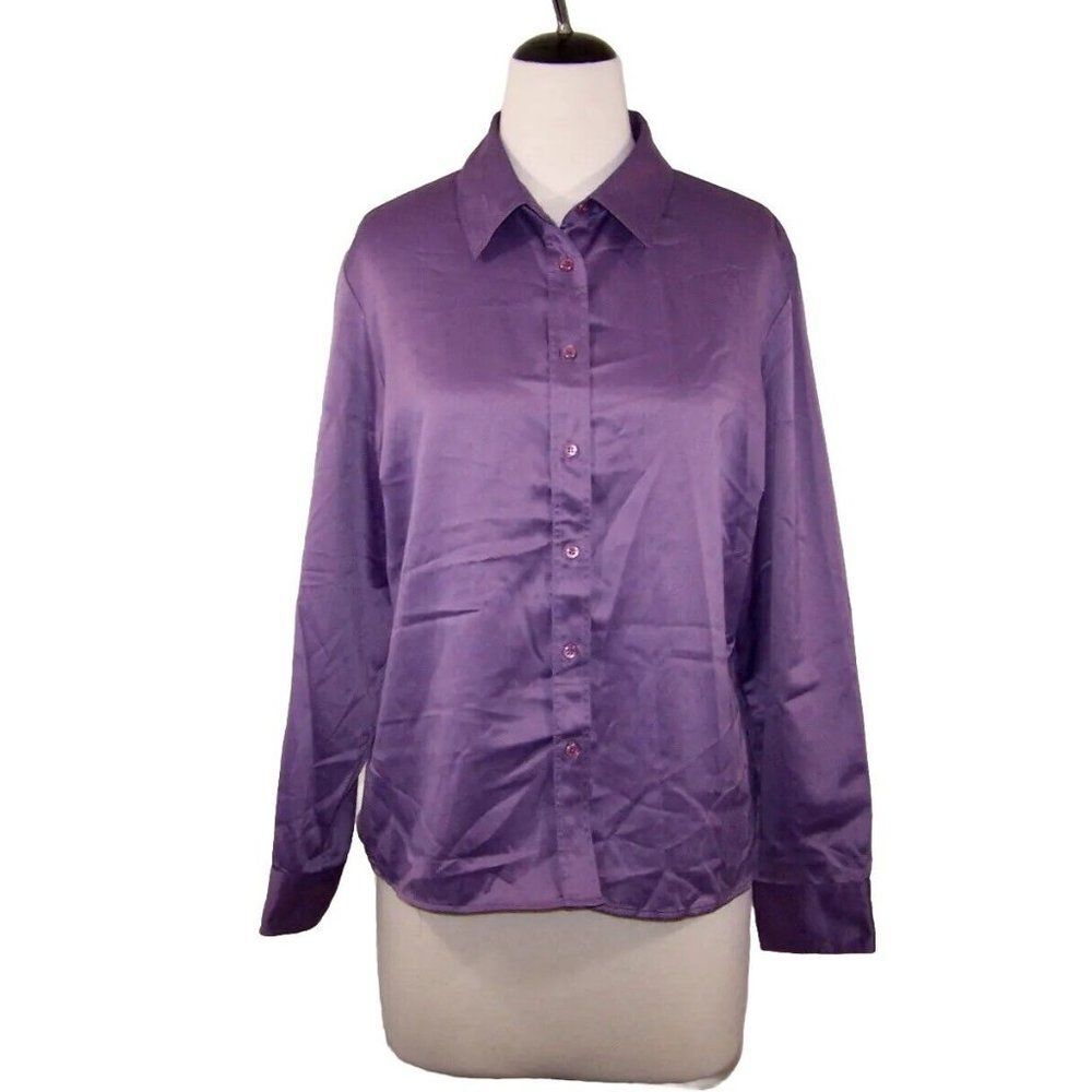 Karen Scott Purple Button Down Shirt